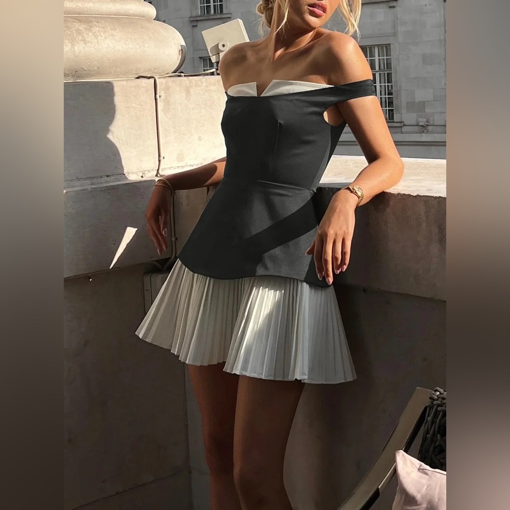 Commense Black and White Mini Dress NWT